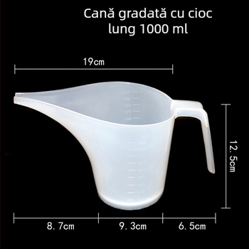 Cană de măsurat din plastic, 1000 ml, cu scară, gură lungă, pentru săpun DIY