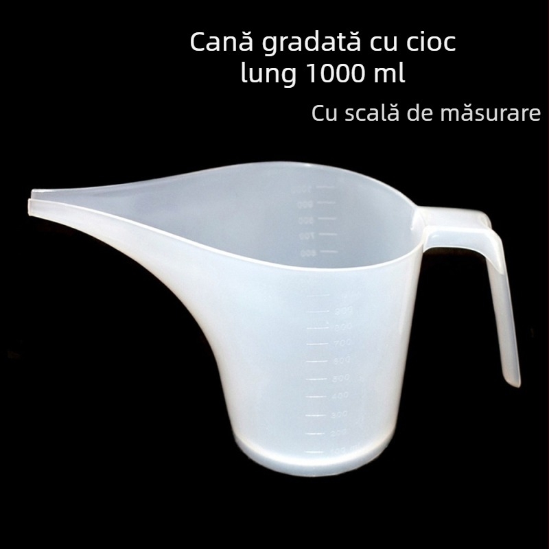 Cană de măsurat din plastic, 1000 ml, cu scară, gură lungă, pentru săpun DIY