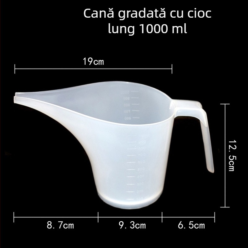 Cană de măsurat din plastic, 1000 ml, cu scară, gură lungă, pentru săpun DIY