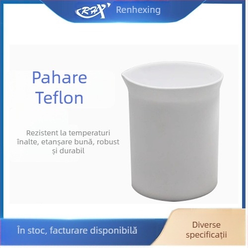 Renhexing pahar PTFE de laborator, fără capac, rezistent la acid și la baze, rezistență la coroziune, temperaturi înalte