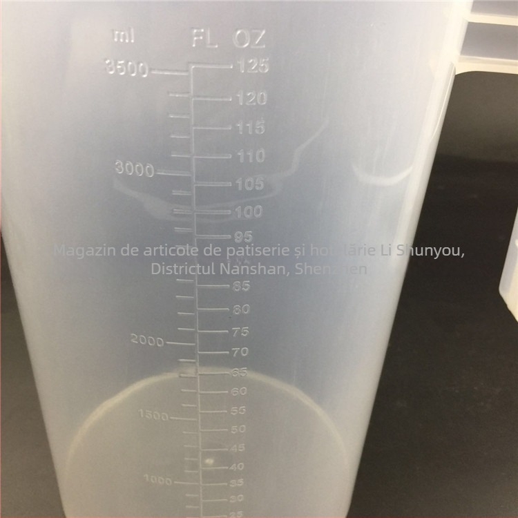 Set de pahare de măsurare din PP cu capacități 100 ml, 250 ml, 500 ml, 1000 ml, 2000 ml, 3500 ml și 5000 ml, cu cilindru de măsurare
