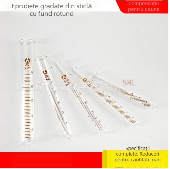 Tuburi de sticlă gradate cu dop și tuburi de centrifugare cu dop, 5 ml, 10 ml, 25 ml