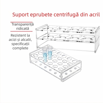 Suport din plexiglas pentru tuburi de centrifugă și tuburi de test, rezistent la acizi și baze, durabil, capacitate 0.2/0.5/1.5/5/10/15/50/100 ml