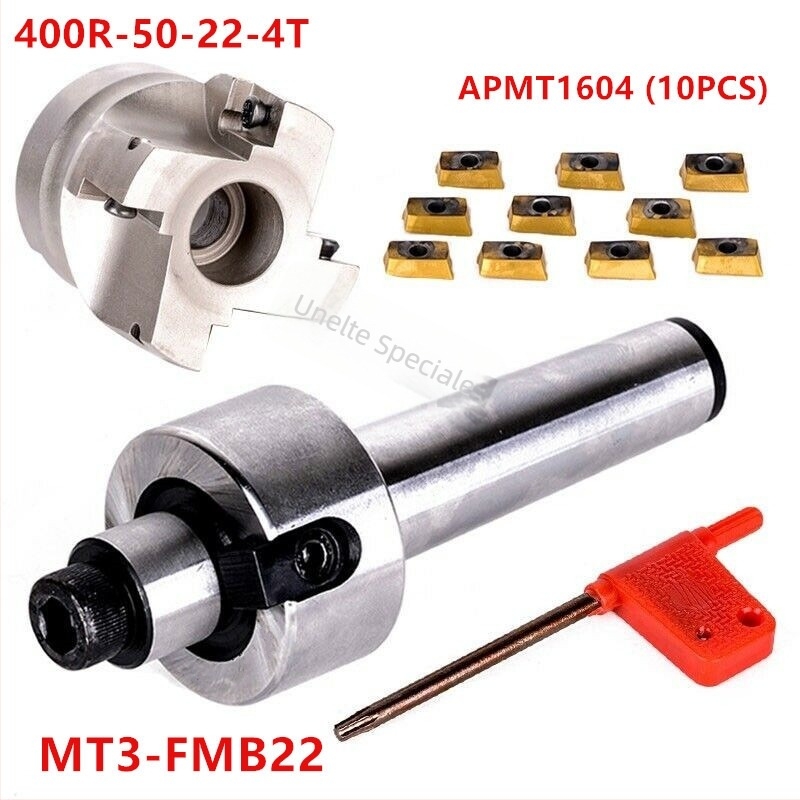 MT2-FMB22+400R 50-22-4T montură de freză cu cap de tăiere și 10 inserții APMT1604