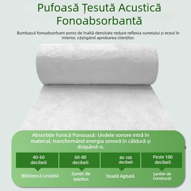 Rolă din vată de sticlă pentru izolare fonică și termică, fără formaldehidă, ecologică, rezistentă la foc clasa A1, filc Huamei din vată de sticlă, centrifugă