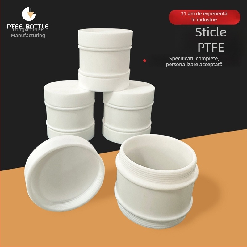 Recipient PTFE pentru reagente, cu capac etanș, borcan PTFE pentru experimente, rezistent la temperaturi înalte, pentru acizi și baze
