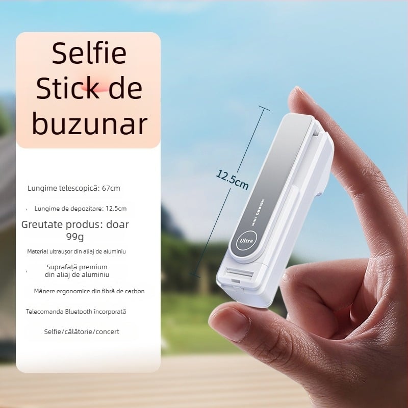 Mini selfie stick cu Bluetooth – suport pentru telefon, stabilizator anti vibrații pentru înregistrări în aer liber