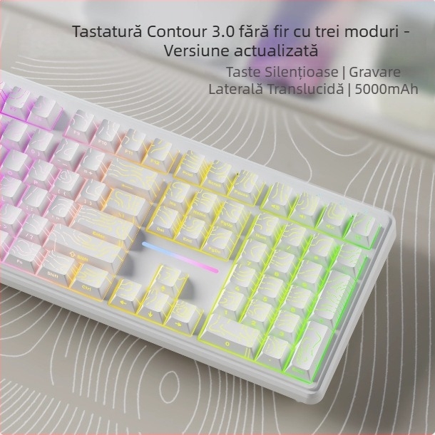 Forerunner V108 tastatură Bluetooth fără fir cu senzație mecanică, silențioasă, tastatură cu trei moduri