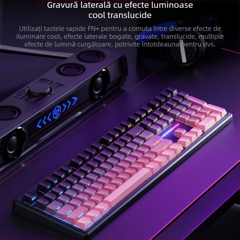 Forerunner V108 tastatură Bluetooth fără fir cu senzație mecanică, silențioasă, tastatură cu trei moduri