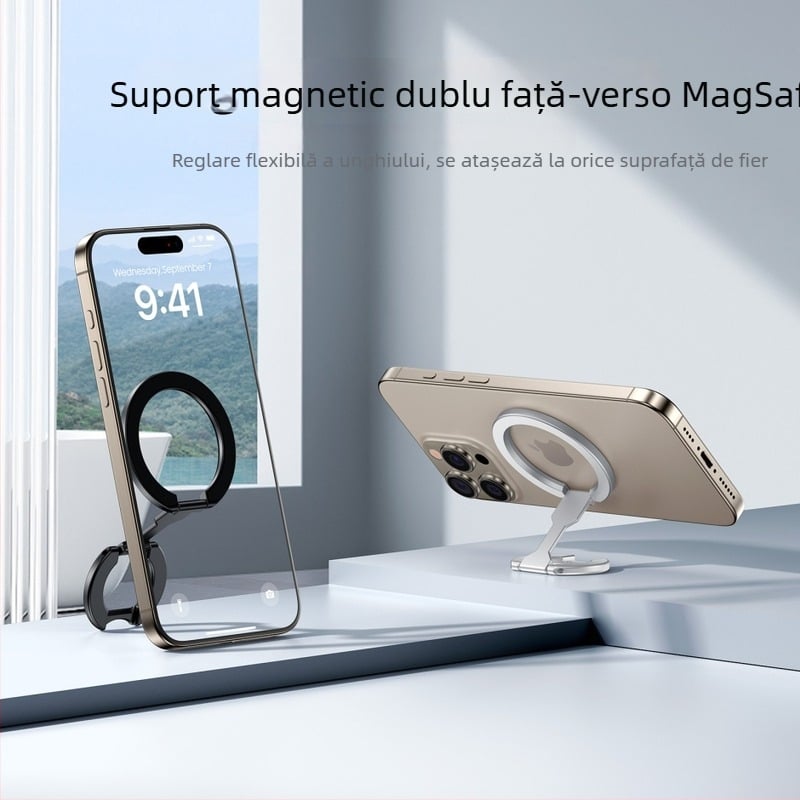 Suport MagSafe pentru telefon, cu două fețe, de birou, pliabil, cu magneți puternici
