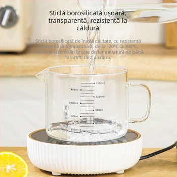 Pahar de măsură din sticlă cu scară, de calitate alimentară, rezistent la temperaturi înalte, cu capac, mare capacitate pentru coacere