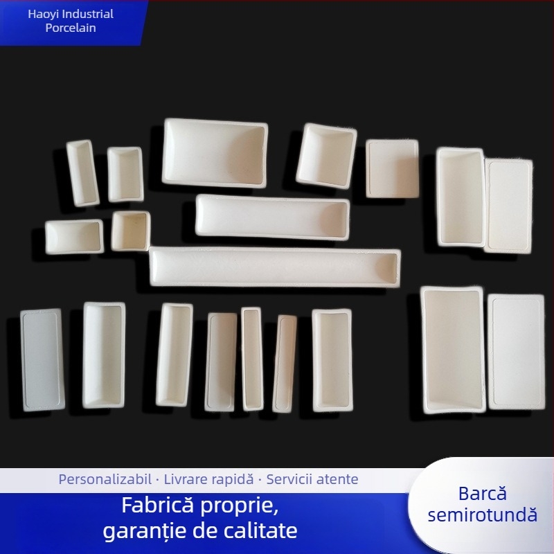 Keyao Vas semicircular din corund pentru cuptor cu țevi la temperaturi înalte, cuptor muflă, 99% oxid de aluminiu, puritate înaltă