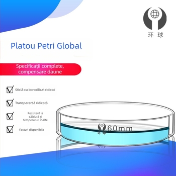 GG3.3 Placă Petri din sticlă, diametre 60/90/120 mm, sticlă borosilicată de înaltă calitate, rezistență la temperaturi înalte și presiune înaltă, transparență ridicată