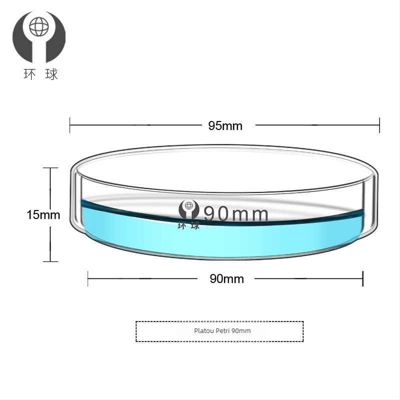GG3.3 Placă Petri din sticlă, diametre 60/90/120 mm, sticlă borosilicată de înaltă calitate, rezistență la temperaturi înalte și presiune înaltă, transparență ridicată