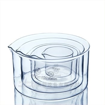 Vas din sticlă pentru evaporare și cristalizare, cu fund plat și margine, rotund, 60–180 mm
