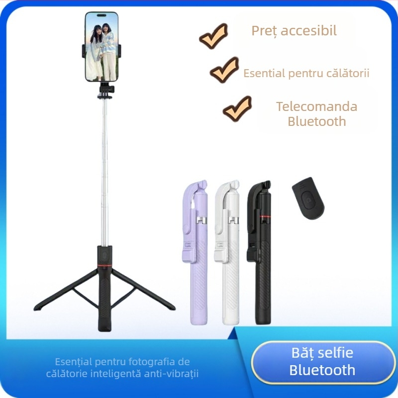 Nou X17 Bluetooth baston pentru selfie, extins până la 1,7 m, rotire la 360°, trepied de podea pentru streaming live, instrument foto portabil