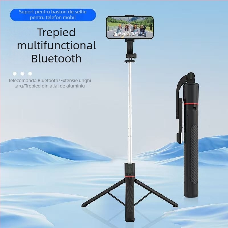 Nou X17 Bluetooth baston pentru selfie, extins până la 1,7 m, rotire la 360°, trepied de podea pentru streaming live, instrument foto portabil