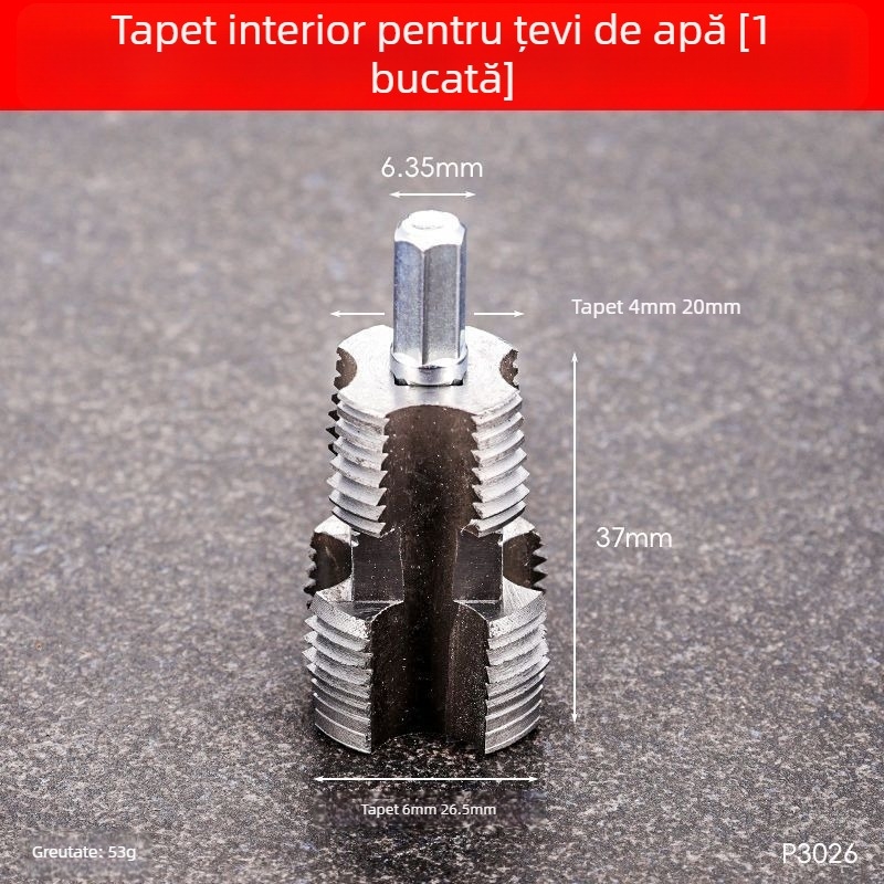 Unealtă universală pentru filetare internă a țevilor PPR, pentru bormașină, compatibilă cu țevile de 1/2 și 3/4 inch
