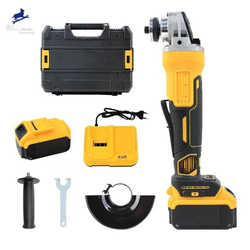 Polizor unghiular fără cablu, cu motor fără peri, set complet de scule cu baterie litiu, 125 mm, pentru uz casnic
