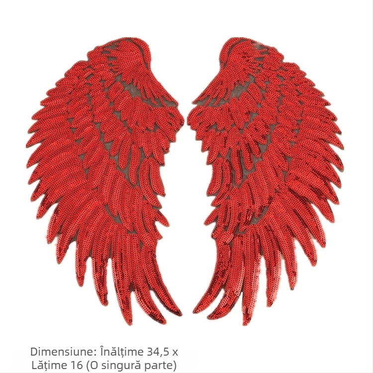 Patch brodat cu aripi de înger, paiete, cu spate adeziv pentru căldură – accesorii pentru haine DIY