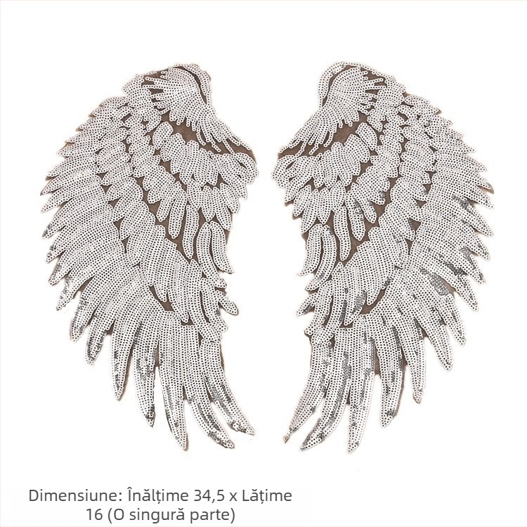 Patch brodat cu aripi de înger, paiete, cu spate adeziv pentru căldură – accesorii pentru haine DIY