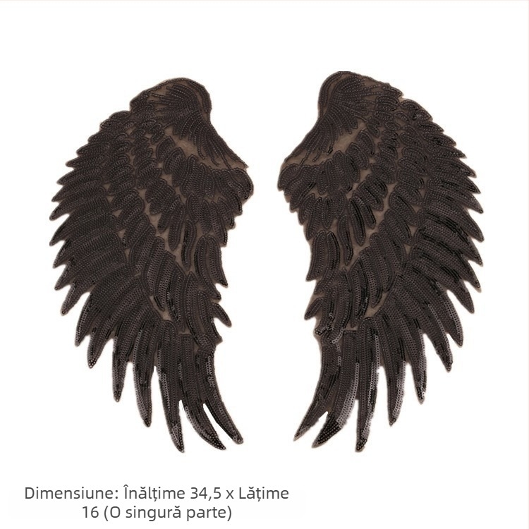 Patch brodat cu aripi de înger, paiete, cu spate adeziv pentru căldură – accesorii pentru haine DIY