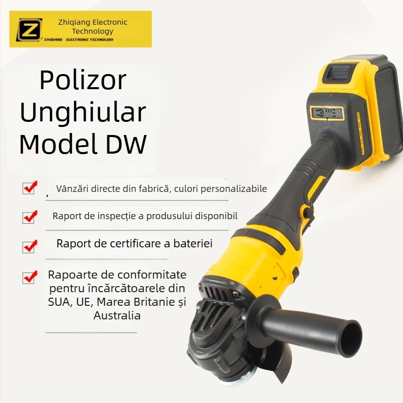 Fierăstrău unghiular cu acumulator litiu-ion, fără peri, fără fir, cu putere mare pentru tăiere, șlefuire și polisare.