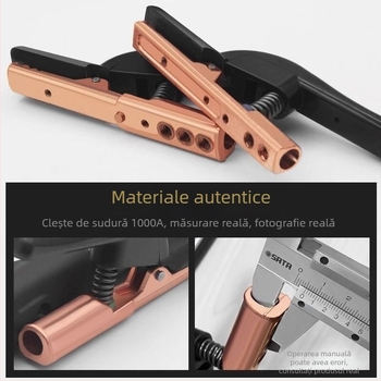 Clește de sudură Black Diamond cu mâner din cupru integrat, acoperire cu gumă, 1000A, nivel industrial