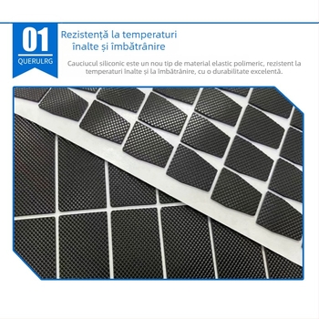 Padă de silicon negru cu model plasă anti-alunecare, bandă adezivă unică 3M, bandă de etanșare din silicon autoadezivă, rezistență la temperaturi înalte și absorbție a șocurilor