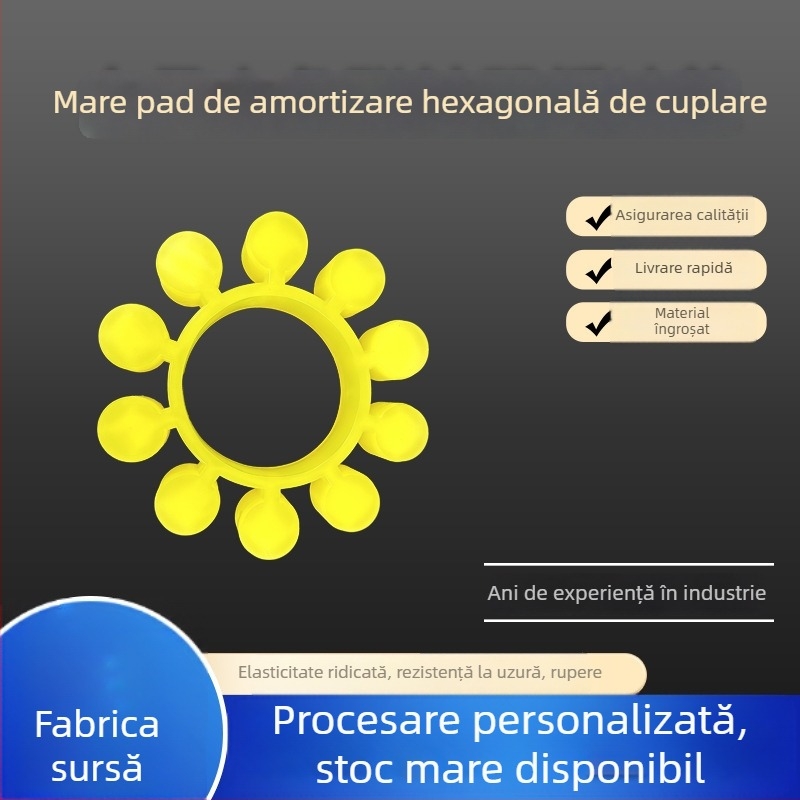 Plăcuță amortizoare hexagonală din cauciuc poliuretan pentru cuplaje, rezistentă la uzură și vibrații, model 011