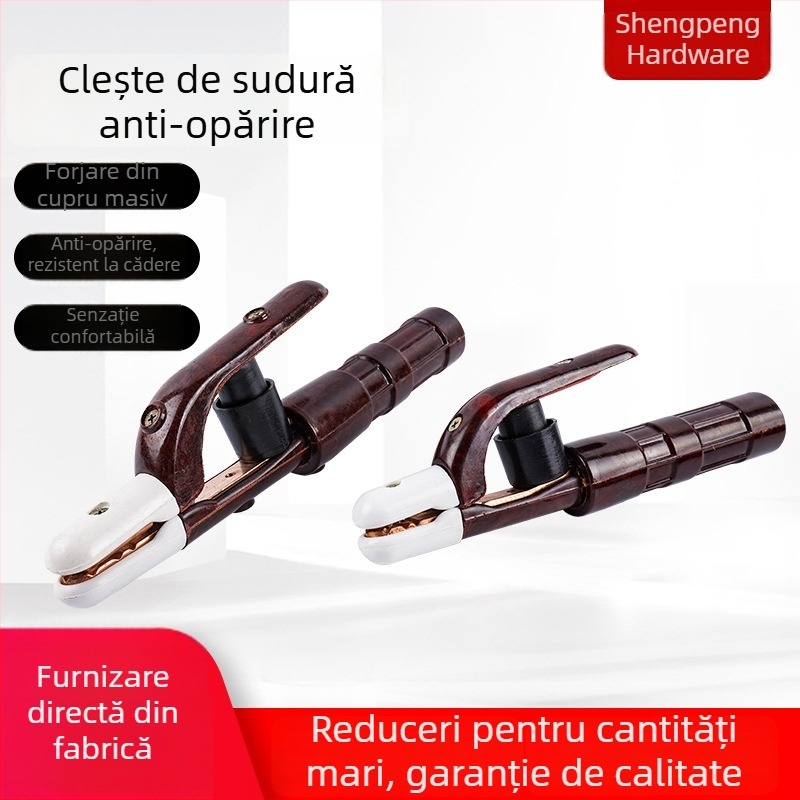 Clește de sudură din cupru pur, turnat și îngroșat, mâner anti-arzuri, rezistent la căderi, etanș la scurgeri de curent, mâner de sudură, 300A–800A