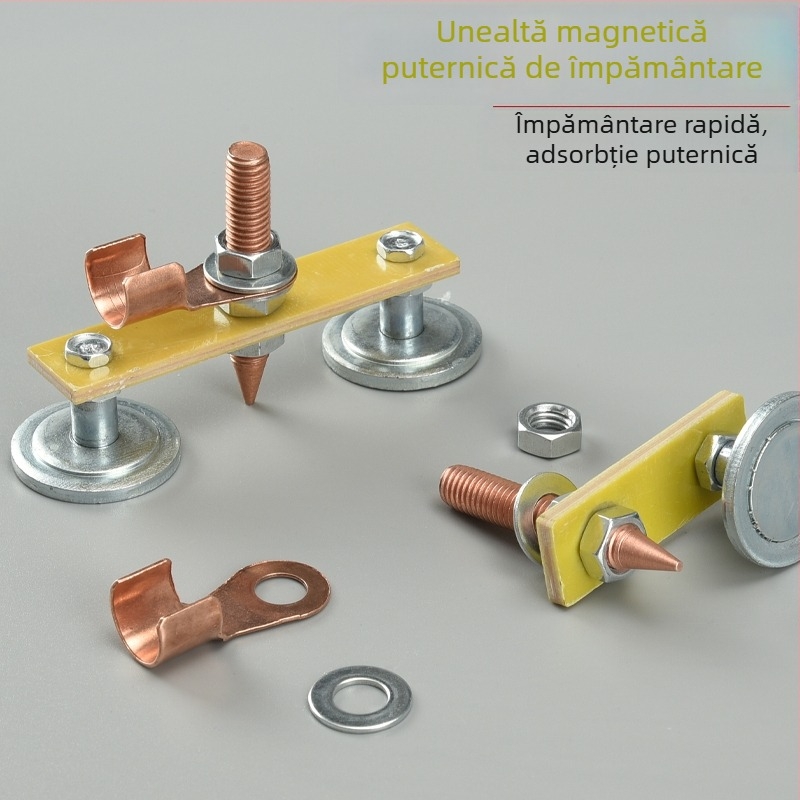 Magnet de împământare puternic pentru sudură – clemă de împământare și cap de fixare a fierului