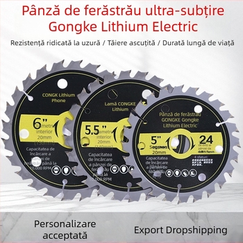 Lama ultraușoară cu baterie litiu pentru prelucrarea lemnului, pentru fierastrau unghiular fără fir, diametre 5, 5,5 și 6 inci