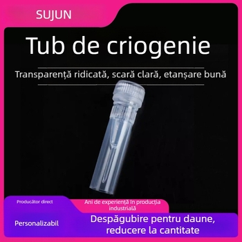 Tub plastic pentru congelare, de unică folosință, cu capac și scară, capac filet, tub de congelare etanș, 0,5 ml