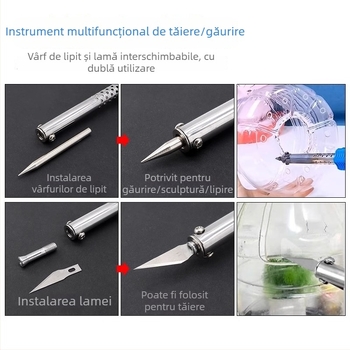 Fier de lipit electric și cuțit electric, dual‑purpose, pentru găurirea și tăierea ghivecelor, proiecte DIY pentru casă
