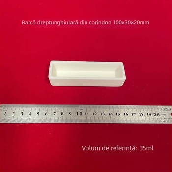Vas dreptunghiular din alumina, marcă Xingyi, capacitate 35 ml, dimensiuni 100 × 30 × 20 mm, cu capac