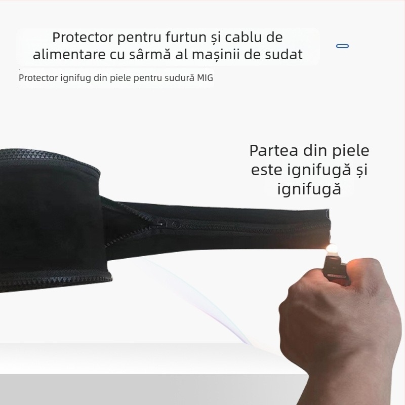 Manșon protector din piele de vițel ignifugă pentru echipament de sudură: țevile de aer, linii de control, cabluri și fibre optice