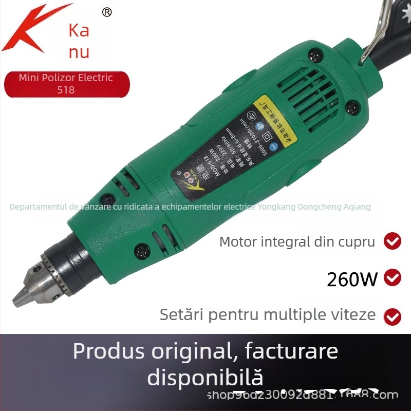Kanu 518 Mini Șlefuitor Electric, Viteză Mare, Lustruire și Tăiere, Unealtă de Găurit, Mică Mașină Manuală de Gravură