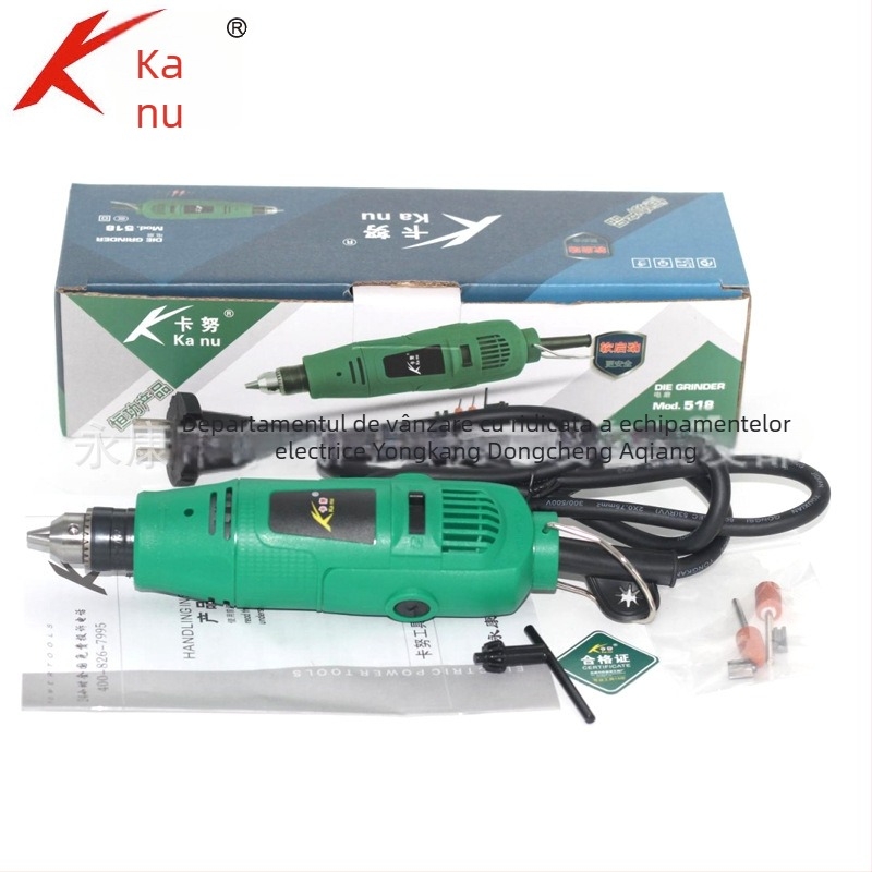 Kanu 518 Mini Șlefuitor Electric, Viteză Mare, Lustruire și Tăiere, Unealtă de Găurit, Mică Mașină Manuală de Gravură