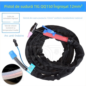 QQ150A duză TIG cu furtun de silicon, mâner de sudură și cablu rezistent la temperaturi înalte, nucleu de cupru 12 mm²