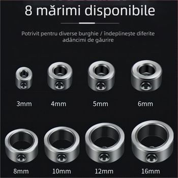 Inel de poziționare pentru burghiu de 3-16 mm, cu inel limitator și inel de fixare pentru axa optic