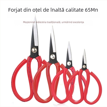 Foarfece Daji pentru piele și îmbrăcăminte, mari, oțel cu conținut ridicat de carbon, finisaj negru, lamă dreaptă, lungimea lamei 10 cm, lungimea totală 21 cm