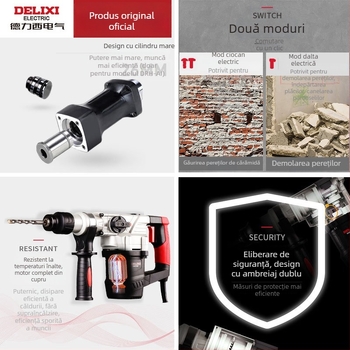 Delixi Electric Mașină de găurit cu ciocan pentru beton – Multifuncțional pentru uz casnic