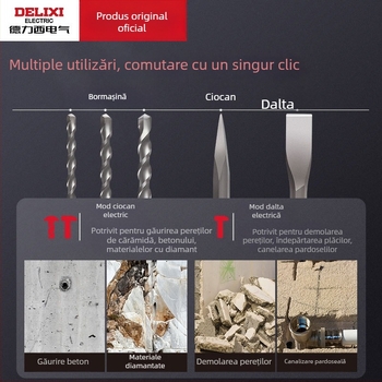 Delixi Electric Mașină de găurit cu ciocan pentru beton – Multifuncțional pentru uz casnic