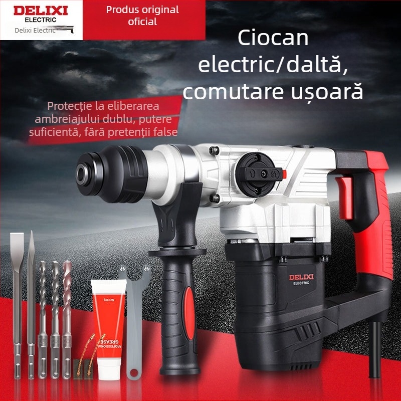 Delixi Electric Mașină de găurit cu ciocan pentru beton – Multifuncțional pentru uz casnic