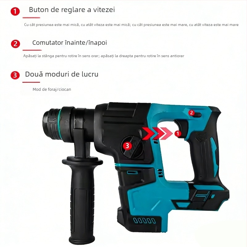 DH171 ciocan electric cu baterie litiu – bormașină cu impact, multifuncțională pentru beton