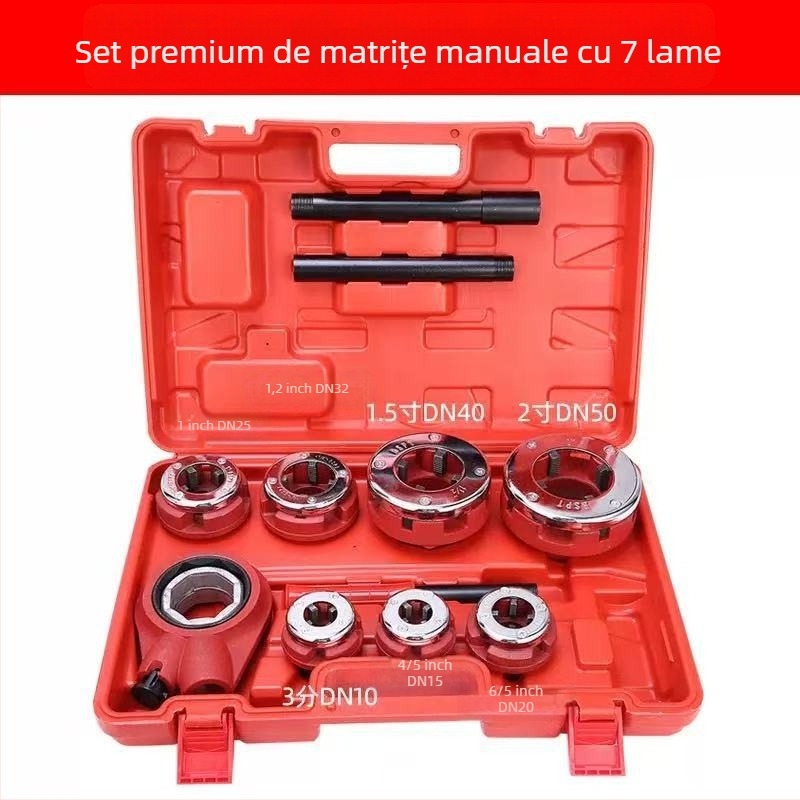 Mașină manuală de filetare pentru țevi galvanizate tip 62, unealtă de filetare, clește pentru filet exterior la conducte de apă