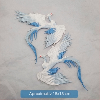 Pereche de aplicații brodate în stil antic Hanfu pentru costume de scenă, cu broderie de fenix