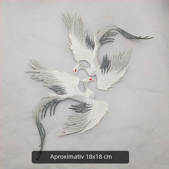Pereche de aplicații brodate în stil antic Hanfu pentru costume de scenă, cu broderie de fenix