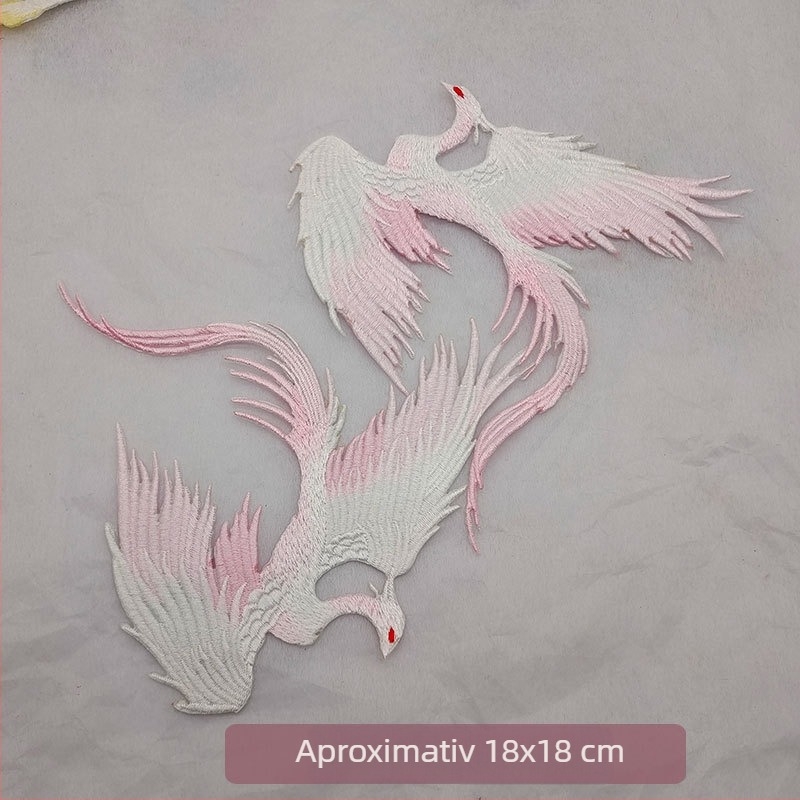 Pereche de aplicații brodate în stil antic Hanfu pentru costume de scenă, cu broderie de fenix